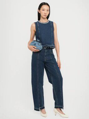 Dark Blue High-Waist Wide Leg Women’s Jeans